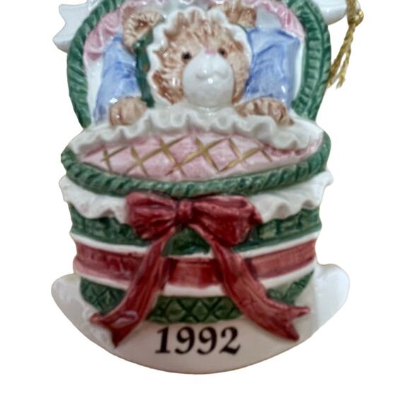 Fitz & Floyd "Rock-A-Bye-Teddy" Baby's 1st Christmas Ornament 1992 With Box - Picture 5 of 9
